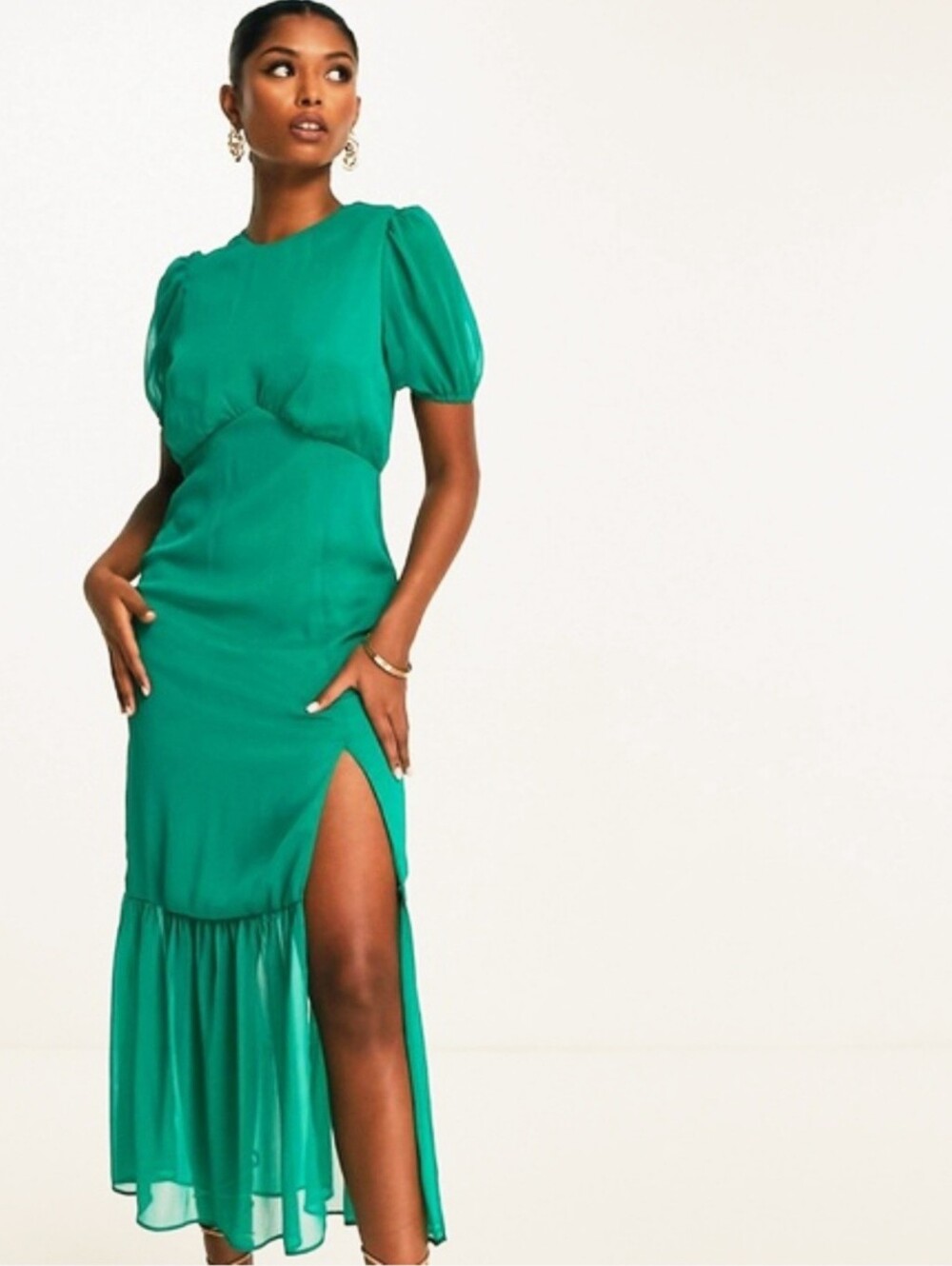 Asos Sheer Romance Date Night Ladies Night Out Party Side Slit Maxi Dress